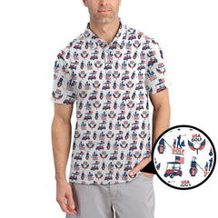 Maxcorners USA Golf Shirts, American Golf Shirt For Men, Pattern Golf Gift For Golfers
