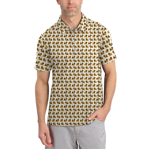 Maxcorners Pug Pattern Golf Shirt - Dog Golf Polos For Pet Lovers - Funny Golf Shirts For Golfers