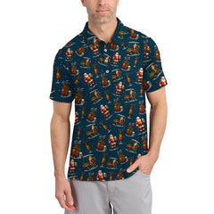 Maxcorners Pattern Golf Shirt, Christmas Golf Shirt, Funny Golf And Beer Shirt, Golf Gift For Men