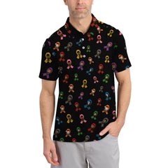 Maxcorners Cancer Survivor Shirt For Golfer, Cancer Awareness Shirt, Men's Pattern Golf Shirt