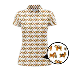 Maxcorners Pattern Golf Shirt, Crazy Dog Golf Shirt, Shiba Inu Golf For Men