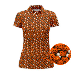 Maxcorners Pumpkin Pattern Golf Shirt, Halloween Golf Shirt For Golfes, Crazy Golf Shirt For Golf Lover