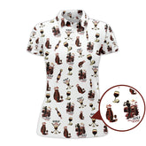 Maxcorners Wine Golf Pattern Polo for Women, Ladies Golf Shirts, Gofl Gift For Golfers