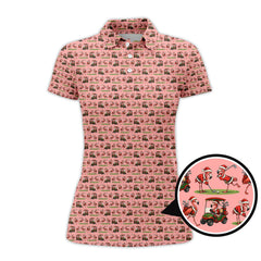 Maxcorners Funny Pattern Golf Shirt, Flamingo Golf Shirt, Christmas Golf Shirt For Golfer