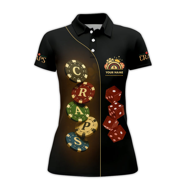 Craps T Shirt Custom Name, Poker Chips and Craps Design, Casino Poker Polo Shirt