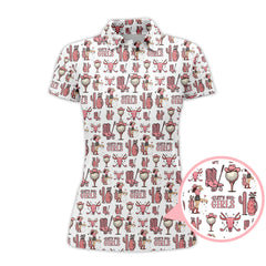 Maxcorners Let’s Go Girls Golf Pattern Shirt, Western Cowgirl Golf Polos For Golfers, Funny Golf Shirts For Women's
