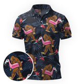 Maxcorners Flamingo Bigfoot Nighmode Golf Polo Shirt