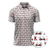 Maxcorners Funny Christmas Golf Pattern Shirt, Santa Golf Cart Polos For Men, Golf Gift For Golfer