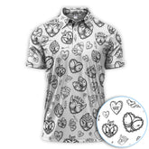 Maxcorners Horny Brat Sketch Pattern Polos, Funny Golf Shirt For Men, Golf Gift For Golfer
