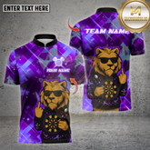 Maxcorners Darts Shirt Cool Lion Sunglasses Neon Multicolor Options Personalized Name, Team Name Unisex 3D Shirt (4 Colors)