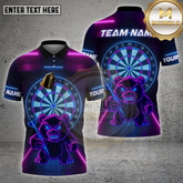 Maxcorners Darts Shirt Neon Angry Bear Multicolor Options Personalized Name, Team Name Unisex 3D Shirt (4 Colors)