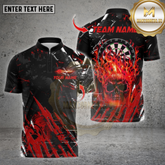 Maxcorners Darts Shirt Skull Fire Flame Multicolor Options Personalized Name, Team Name Unisex 3D Shirt (4 Colors)