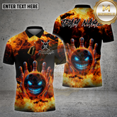 Maxcorners Bowling Shirt Flaming Evil Ball Multioptions Personalized Name, Team Name Unisex 3D Shirt (4 Colors)