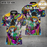 Maxcorners Bowling Shirt Colorblast Cartoon Character Multioptions Personalized Name, Team Name Unisex 3D Shirt (4 Colors)