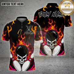 Maxcorners Bowling Shirt Flame Skull Ball Multioptions Personalized Name, Team Name Unisex 3D Shirt (4 Colors)
