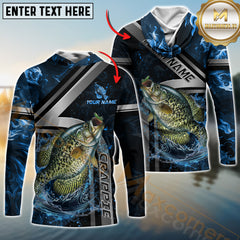 Maxcorners Crappie Fishing Ocean Wave Power Personalized Name, Team Name Long Sleeve Shirt