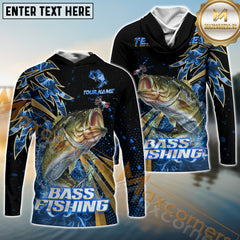 Maxcorners Bass Fishing Hooked Jump Splash Personalized Name, Team Name Long Sleeve Shirt