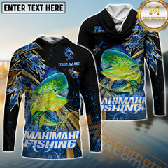 Maxcorners Mahi-Mahi Fishing Hooked Jump Splash Personalized Name, Team Name Long Sleeve Shirt