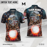 Maxcorners Golf Ball Retro USA Eagle Pattern Multicolor Custom 3D Polo Shirt (4 Colors)