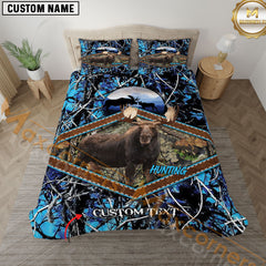 Maxcorners Custom Text Moose Hunting Leather Camo Pattern Bedding Set 3D All Over Printed (4 colors)
