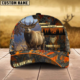 Maxcorners Elk Hunting Forest Pattern Multicolor Personalized Name 3D Cap (2 colors)