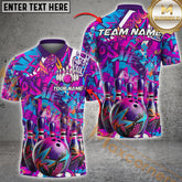 Maxcorner Bowling Ball & Pins Galaxy Graffiti Style Multicolor Option Customized Name 3D Shirt (4 Colors)