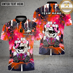 Maxcorners Bowling Shirt Bowling Bear Graffiti Street Style Multi Options Personalized Name, Team Name 3D Shirt
