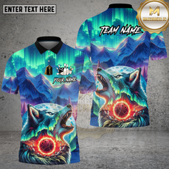 Maxcorners Bowling Shirt Wolf Bowling Aurora Mountain Scene Multi Options Personalized Name, Team Name 3D Shirt