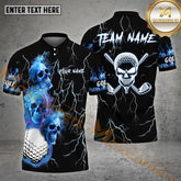 Maxcorners Golf Skull Flame Pattern Multicolor Option Customized Name, Team Name 3D Polo Shirt (4 Colors)