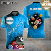Maxcorners Billiard Rack Pattern Multicolor Options Personalized Name, Team Name 3D Polo Shirt (4 Colors)
