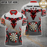 Maxcorners Darts Bullseye Dartboard Pattern Multicolor Options Personalized Name, Team Name 3D Polo Shirt (4 Colors)