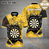 Maxcorners Darts Earthquake Crack Dartboard Multicolor Options Personalized Name, Team Name 3D Polo Shirt (4 Colors)