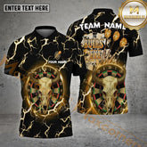 Maxcorners Darts Lightning Thunder Bulls Eye Pattern Multicolor Options Personalized Name, Team Name 3D Polo Shirt (4 Colors)