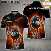 Maxcorners Funny Billiard Fire 8 Ball Multicolor Options Personalized Name, Team Name 3D Polo Shirt (4 Colors)