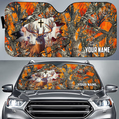 Maxcorners Colorful God America Hunting Deer Personalized Custom Name Car Auto Sun Shade