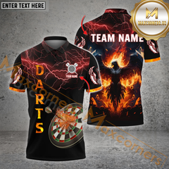 Maxcorners Darts Phoenix Fire Pattern Option Customized Name 3D Shirt (4 Colors)