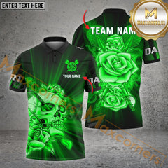 Maxcorners Darts Skull Rose Pattern Option Customized Name 3D Shirt (4 Colors)