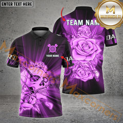 Maxcorners Darts Skull Rose Pattern Option Customized Name 3D Shirt (4 Colors)