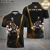 Maxcorner Bowling Ball & Pins Premium Line Multicolor Option Customized Name 3D Shirt (4 Colors)