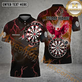 Maxcorners Darts Crack Pattern With Eagle Holding Fire Dartboard Multicolor Options Personalized Name, Team Name 3D Polo Shirt (4 Colors)