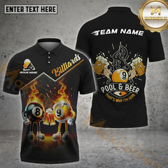 Maxcorners 8 Ball & 9 Ball Beer Party Billiard Multicolor Options Personalized Name, Team Name 3D Shirt