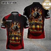 Maxcorners King 8 Ball Billiard Flame Pattern Black Jersey Multicolor Options Personalized Name, Team Name 3D Shirt (4 Colors)
