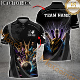 Maxcorners Bowling Ball And Pins Thunder Premium Multicolor Option Customized Name, Team Name 3D Shirt (6 colors)