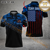 Maxcorners Billiard 8 Ball Logo US Flag Pattern Multicolor Options Personalized Name, Team Name 3D Polo Shirt (4 Colors)