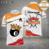 Maxcorners Billiard King 8 Ball Paint Pattern Multicolor Options Personalized Name, Team Name 3D Polo Shirt (4 Colors)