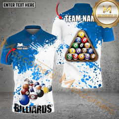 Maxcorners Billiard Retro Paint Style Options Personalized Name, Team Name 3D Polo Shirt (4 Colors)