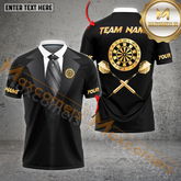 Maxcorners Darts Gentleman Premium Pattern Multicolor Options Personalized Name, Team Name 3D Polo Shirt (4 Colors)