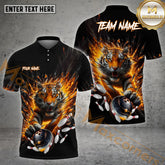 Maxcorners Bowling Ball Break Glass Tiger Pattern Multicolor Option Customized Name, Team Name 3D Shirt (4 colors)