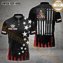 Maxcorners Billiards Stars and Stripes Cue Flag Personalized Name, Team Name 3D Shirt