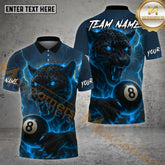 Maxcorners Billiards Fire Eyes Panther Thunder 8 Ball Multicolor Options Personalized Name, Team Name 3D Shirt (4 Colors)